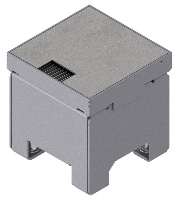 Produktbild UBD 100 100  -  Unterflur-Bodendose UBD 100 inkl. belegtem Deckel aus Chromstahl, geschliffen, und 1 Bürstenauslass